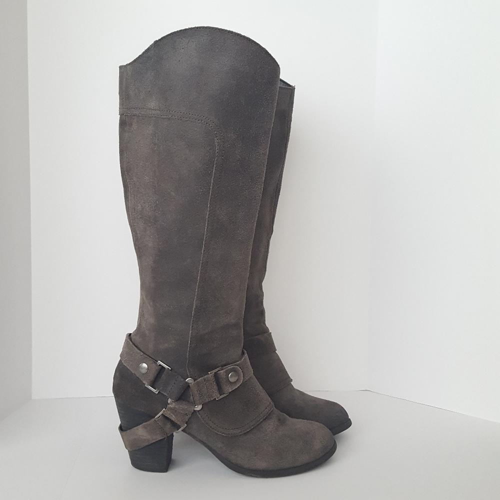 Fergie Riding Boots Heel w/ Straps Buckles sz  10